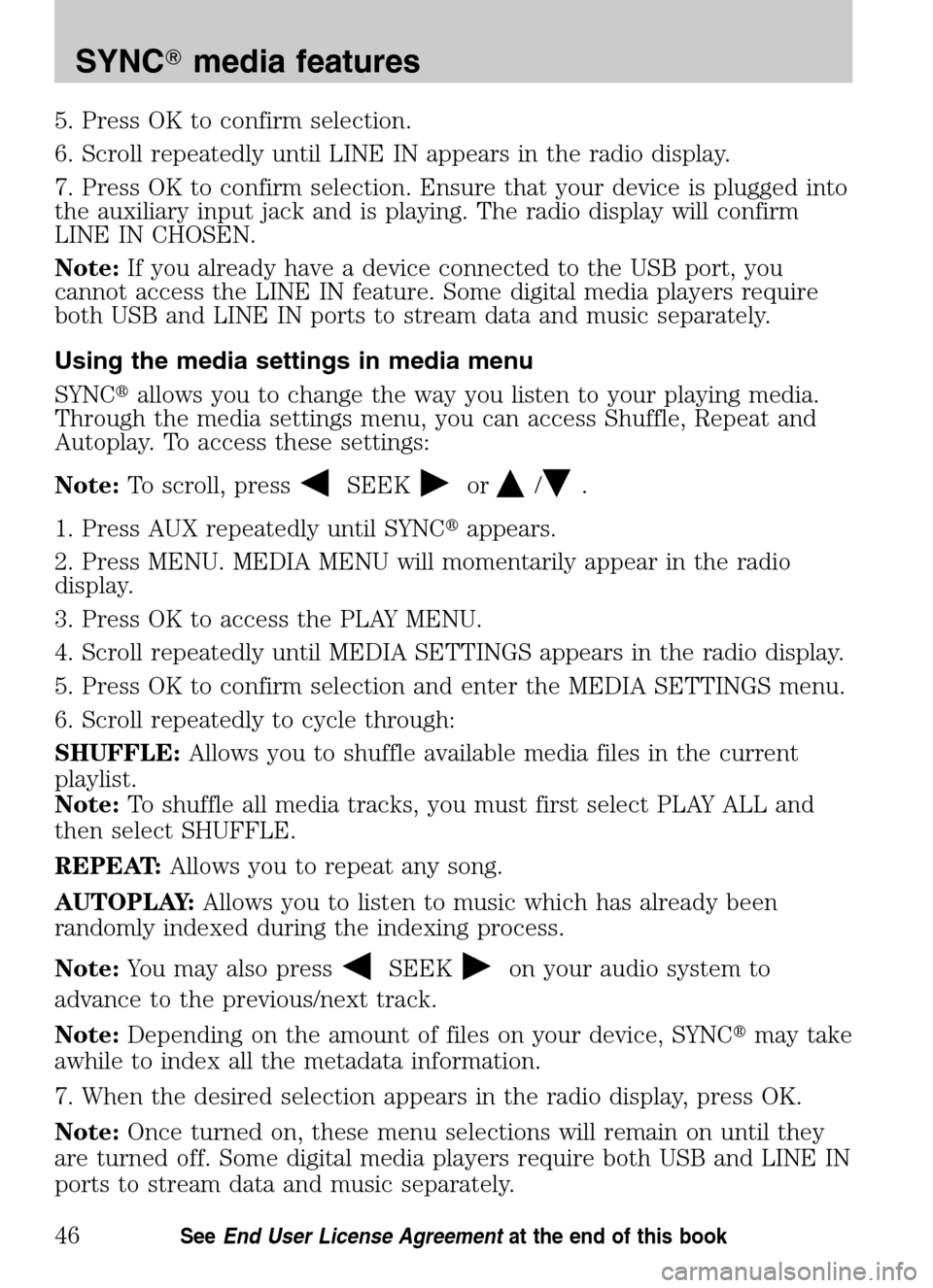 FORD ESCAPE HYBRID 2009 2.G Quick Reference Guide 