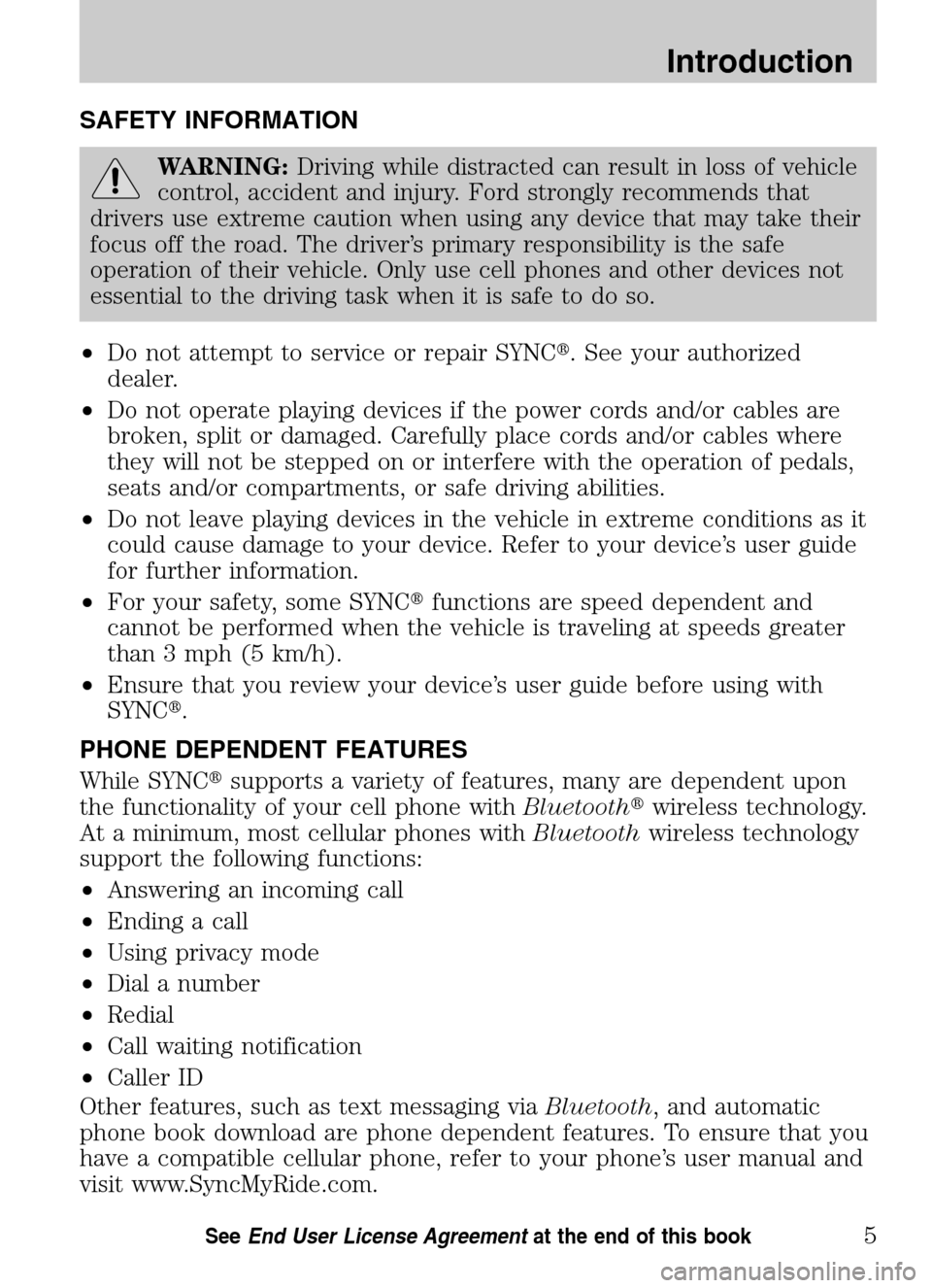 FORD ESCAPE HYBRID 2009 2.G Quick Reference Guide 