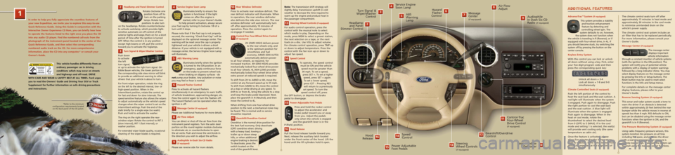 FORD EXPEDITION 2003 2.G Quick Reference Guide *Refer to the minimum
configuration requirements located
on the back panel of the CD jacket.
3
Service Engine Soon Lamp
Illuminates briefly to ensure the
system is functional. If the light
comes on af