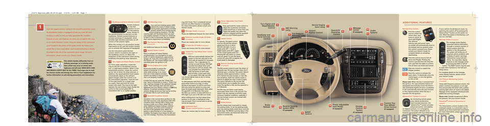 FORD EXPLORER 2004 3.G Quick Reference Guide From the rugged exterior styling to the bountiful amenities, every
No Boundaries vehicle is equipped to help you enter the next
territory. In order to help you fully appreciate the countless
feature FORD EXPLORER 2004 3.G Quick Reference Guide From the rugged exterior styling to the bountiful amenities, every
No Boundaries vehicle is equipped to help you enter the next
territory. In order to help you fully appreciate the countless
feature