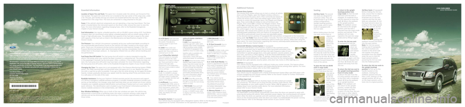 FORD EXPLORER 2008 4.G Quick Reference Guide 