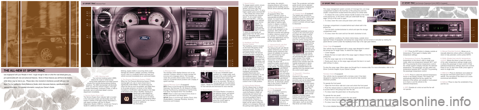 FORD EXPLORER SPORT TRAC 2007 2.G Quick Reference Guide 