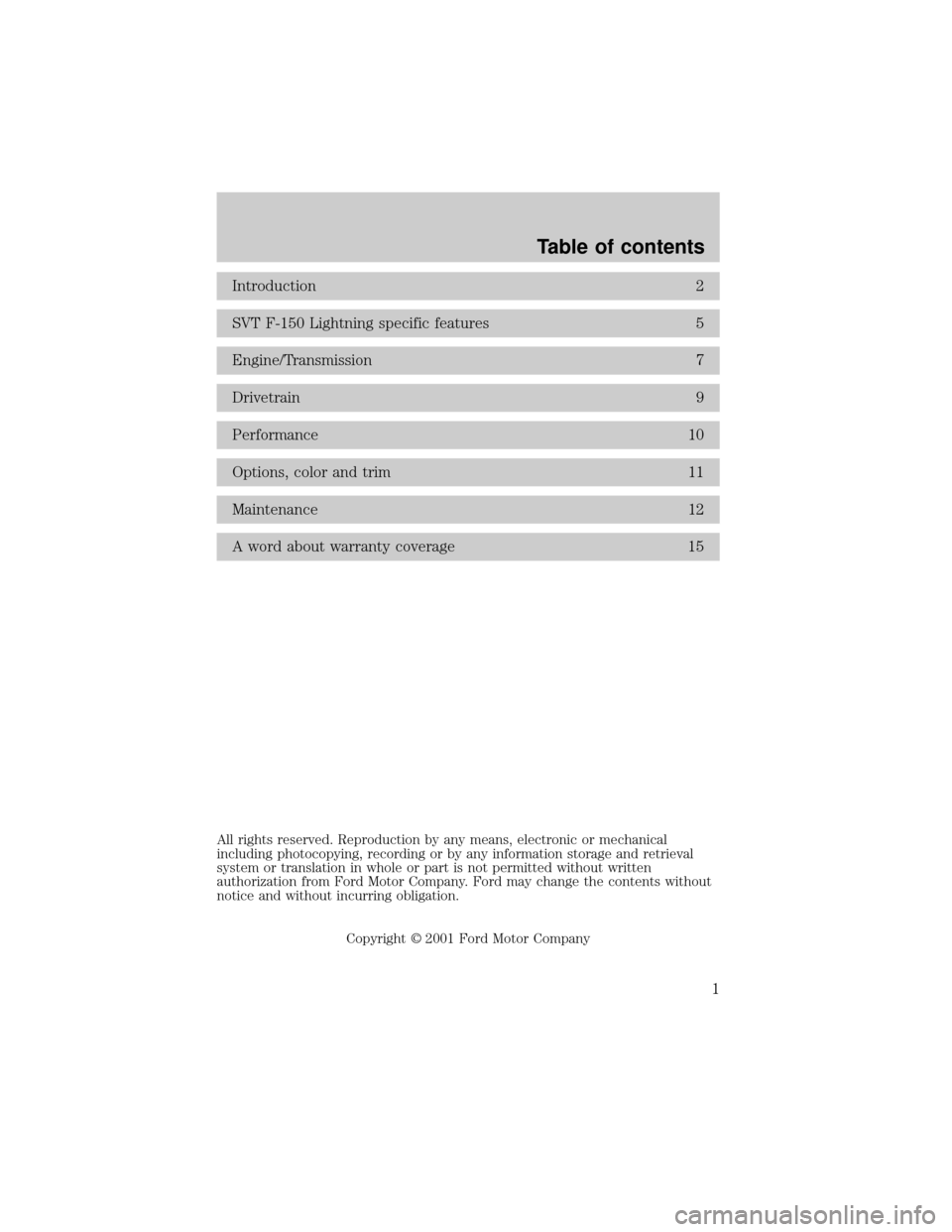 FORD F150 2002 10.G SVT Supplement Manual 