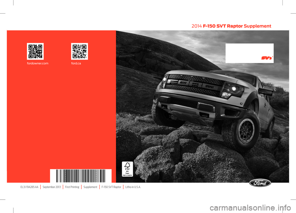 FORD F150 2014 12.G Raptor Supplement Manual 