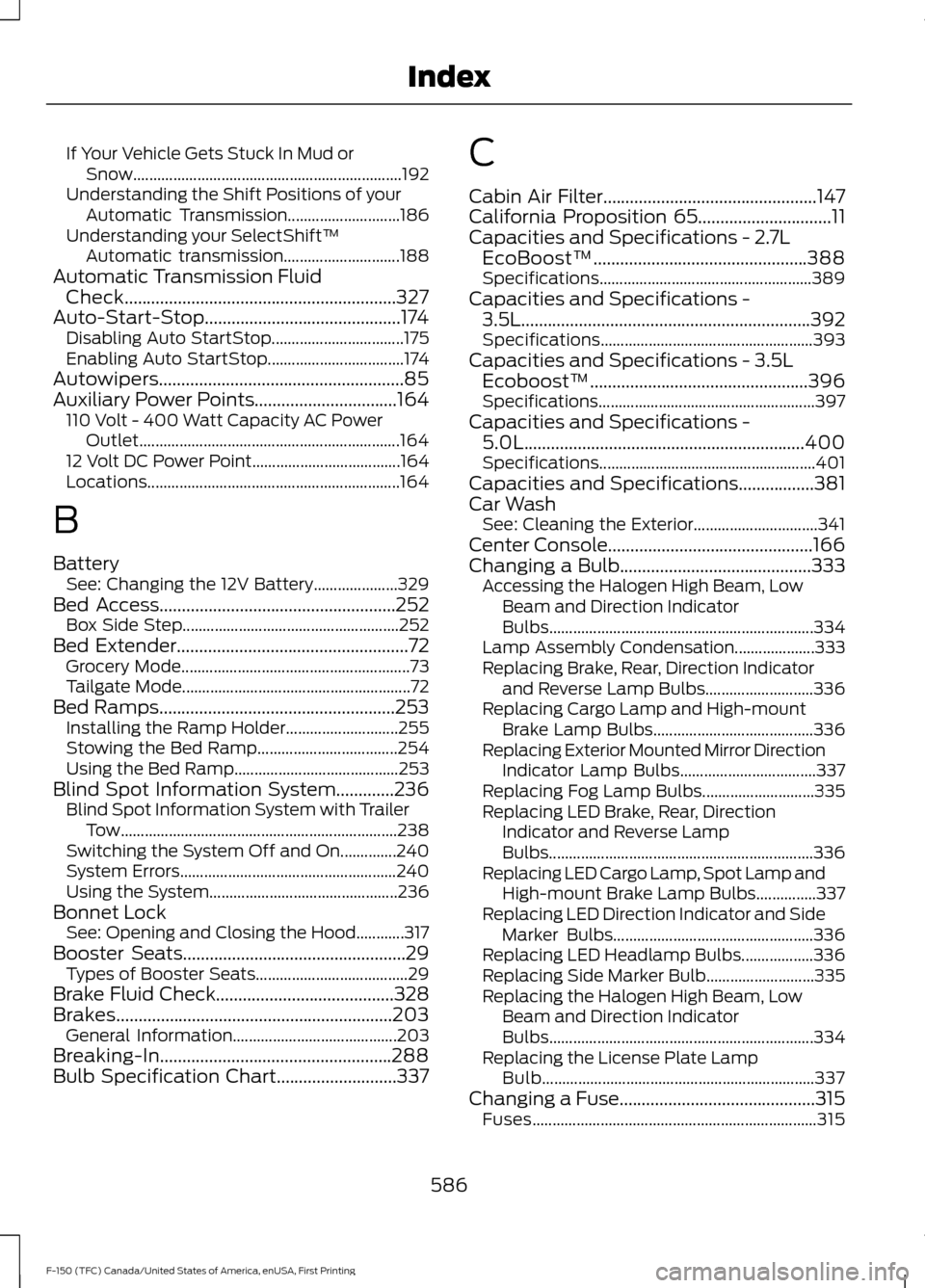 FORD F150 2017 13.G Owners Manual If Your Vehicle Gets Stuck In Mud or
Snow................................................................... 192
Understanding the Shift Positions of your Automatic Transmission.......................