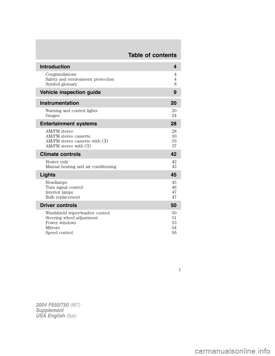 FORD F750 2004 11.G Owners Manual 