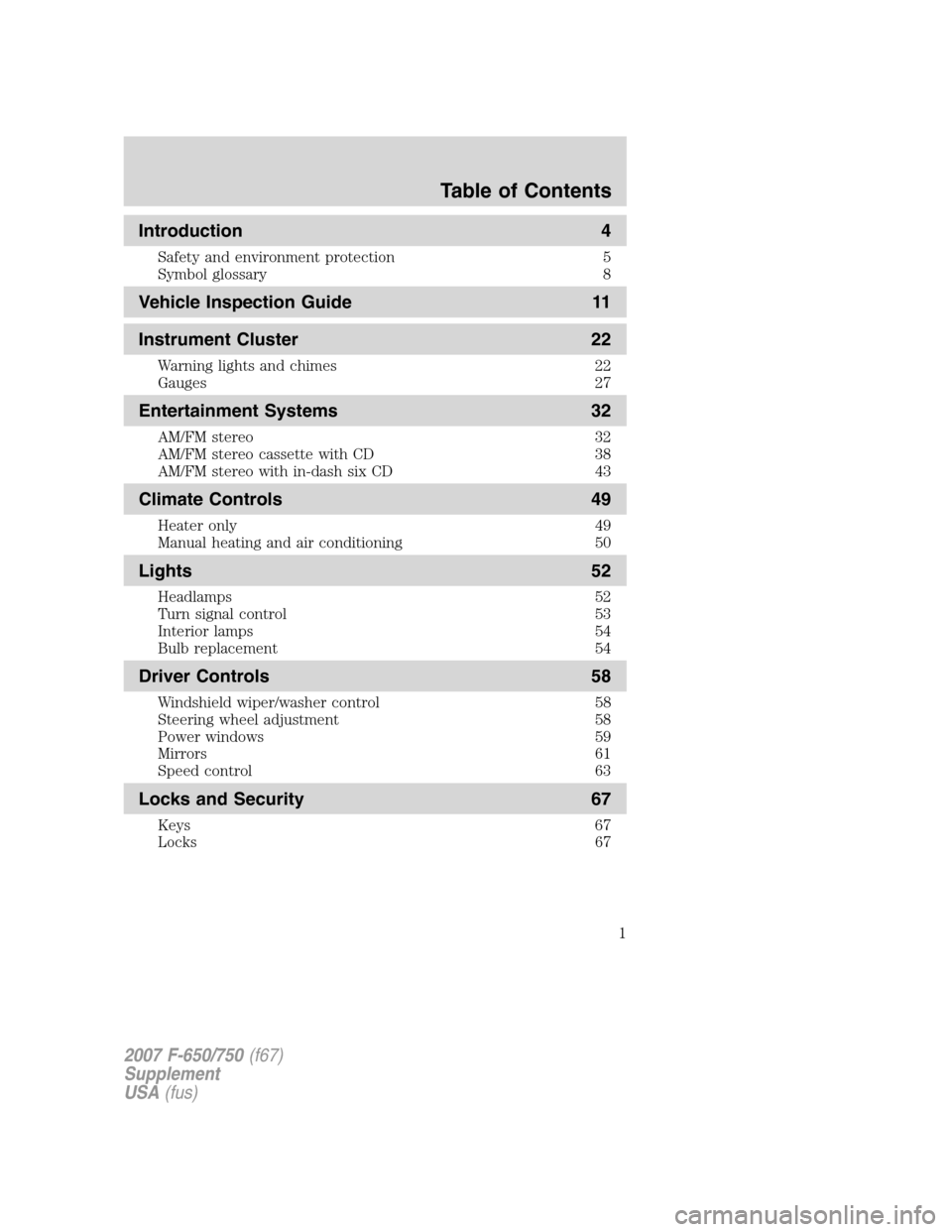 FORD F650 2007 11.G Owners Manual 