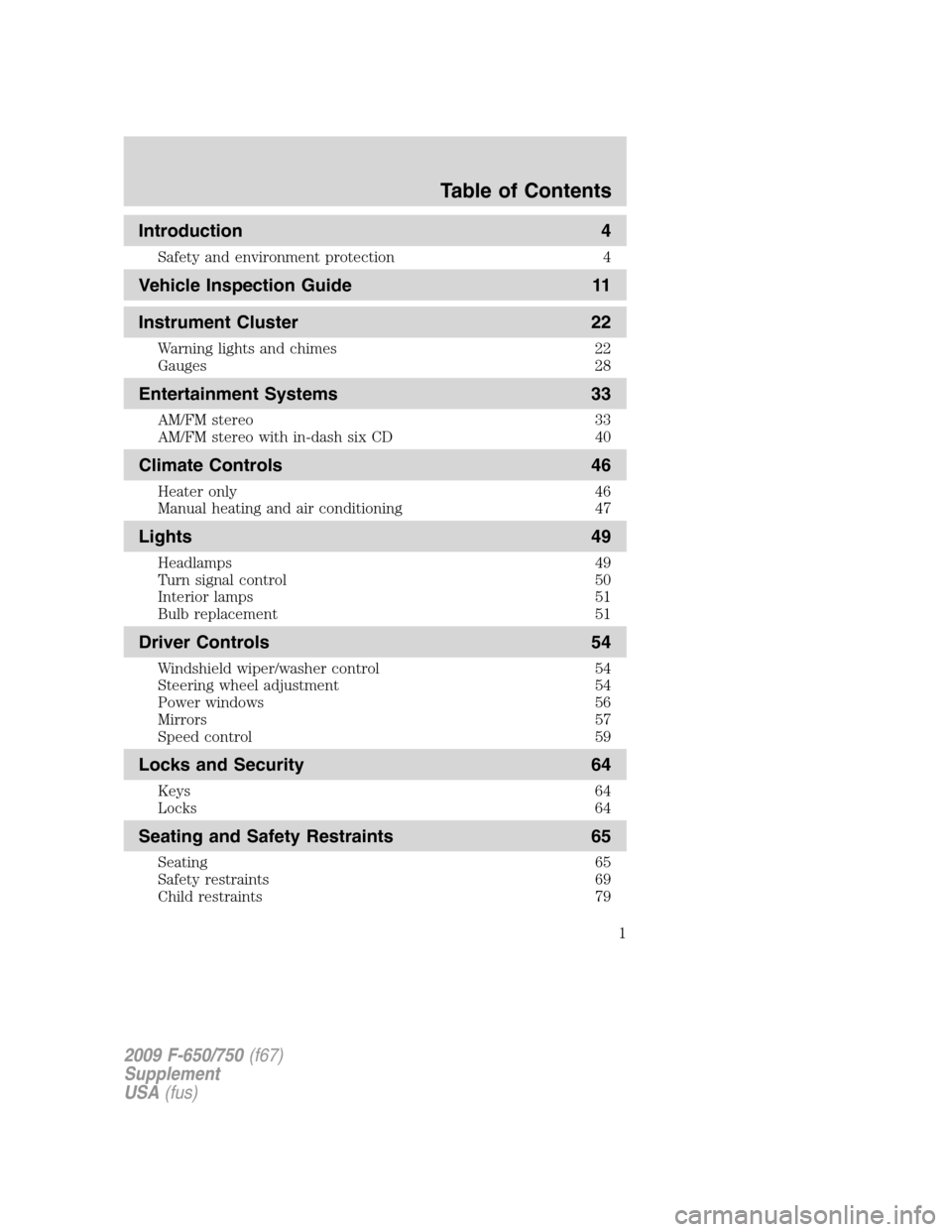 FORD F650 2009 12.G Owners Manual 