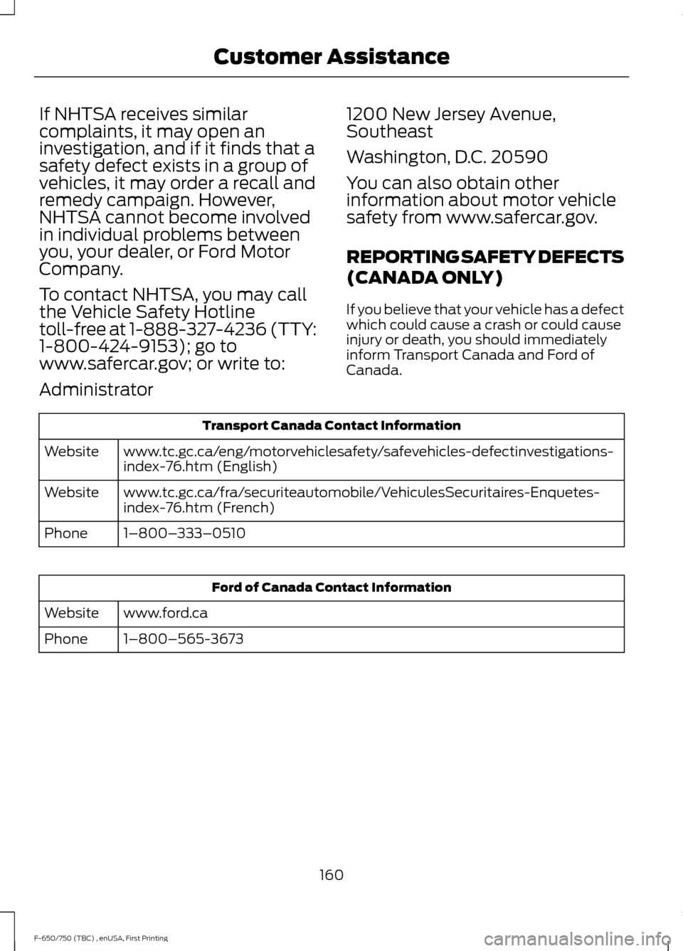 FORD F750 2017 13.G Owners Manual If NHTSA receives similar
complaints, it may open an
investigation, and if it finds that a
safety defect exists in a group of
vehicles, it may order a recall and
remedy campaign. However,
NHTSA cannot FORD F750 2017 13.G Owners Manual If NHTSA receives similar
complaints, it may open an
investigation, and if it finds that a
safety defect exists in a group of
vehicles, it may order a recall and
remedy campaign. However,
NHTSA cannot
