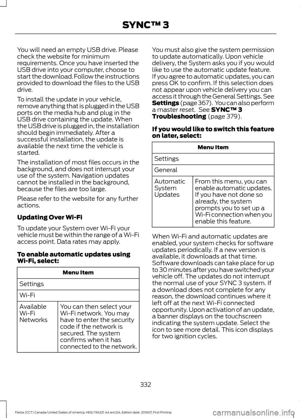 FORD FIESTA 2017 6.G Owners Manual You will need an empty USB drive. Please
check the website for minimum
requirements. Once you have inserted the
USB drive into your computer, choose to
start the download. Follow the instructions
prov FORD FIESTA 2017 6.G Owners Manual You will need an empty USB drive. Please
check the website for minimum
requirements. Once you have inserted the
USB drive into your computer, choose to
start the download. Follow the instructions
prov
