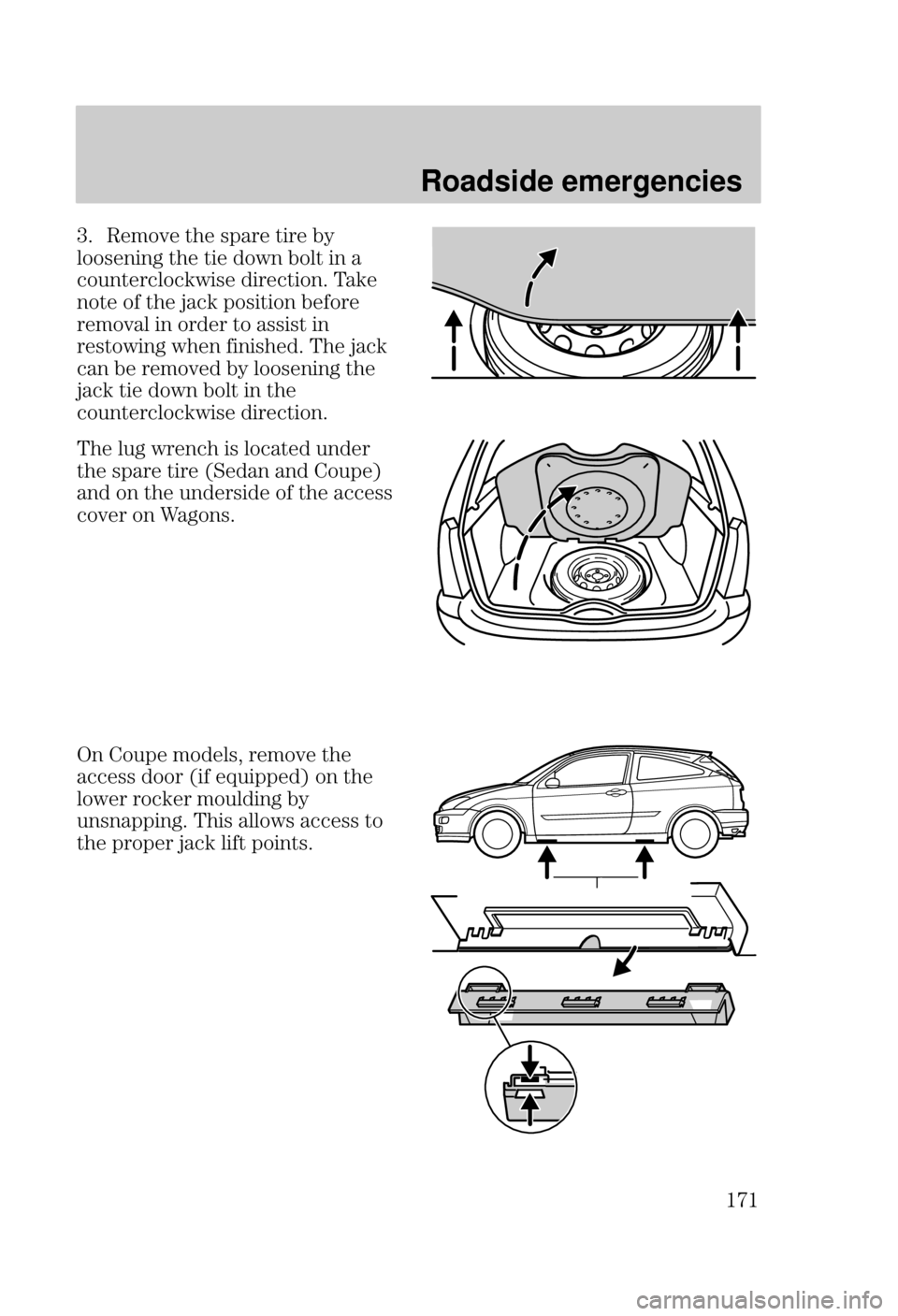 FORD FOCUS 2000 1.G Owners Manual Roadside emergencies
  $ " !  "  &
! " " % "  
#" %!  " 

"  "  !"  
 $     " !!!" 
 !"% % 