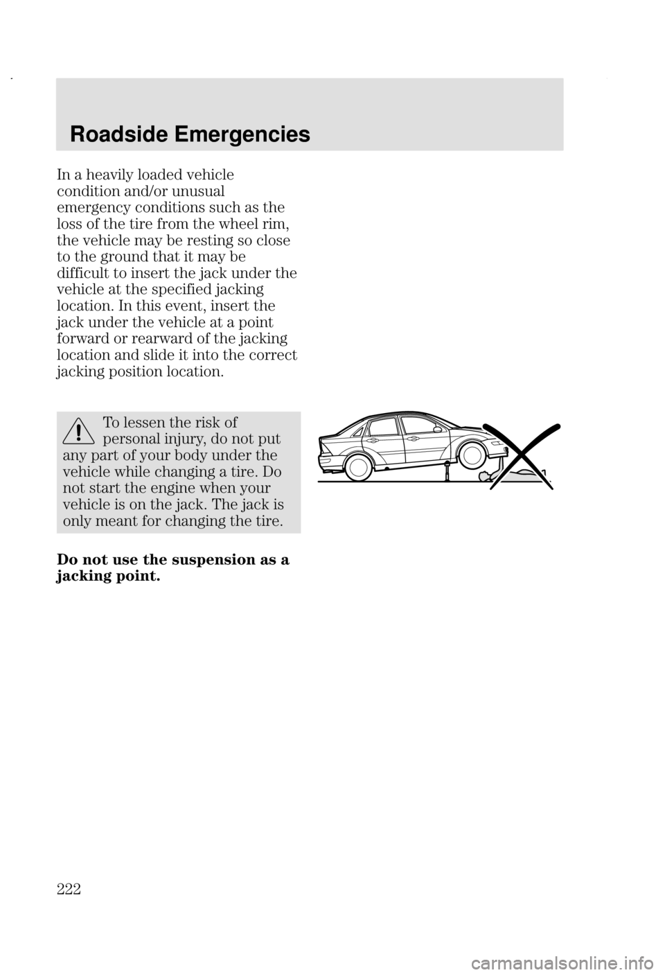 FORD FOCUS 2002 1.G Owners Manual Roadside Emergencies
### (  
	 	 
	


 , 	
 

   
	   
   +	 
@
 
	   
  	
   
