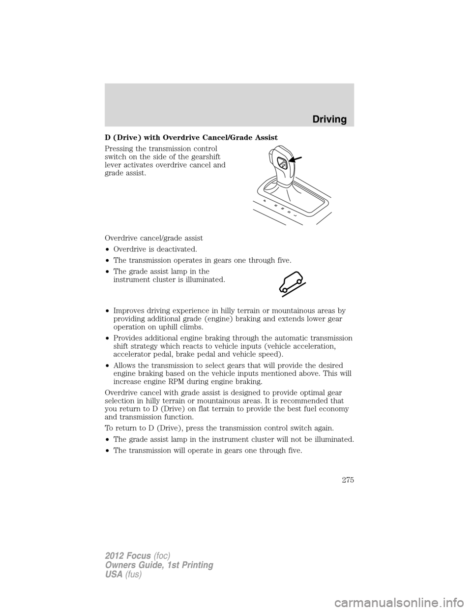 FORD FOCUS 2012 3.G Owners Manual (406 Pages), Page 280 Certain
