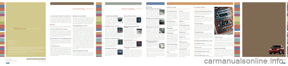 FORD FREESTYLE 2006 1.G Quick Reference Guide 