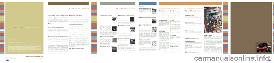 FORD FREESTYLE 2007 1.G Quick Reference Guide 