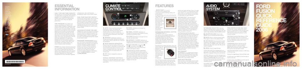 FORD FUSION (AMERICAS) 2006 1.G Quick Reference Guide 