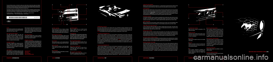 FORD MUSTANG 2006 5.G Quick Reference Guide 