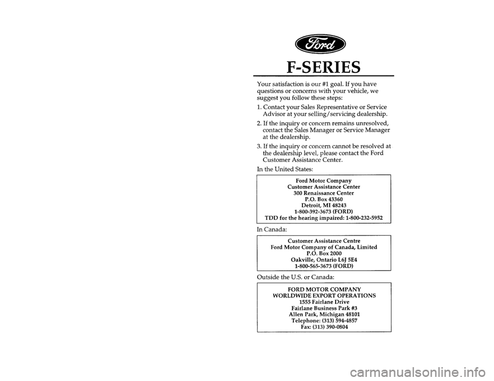 FORD SUPER DUTY 1996 1.G Owners Manual 