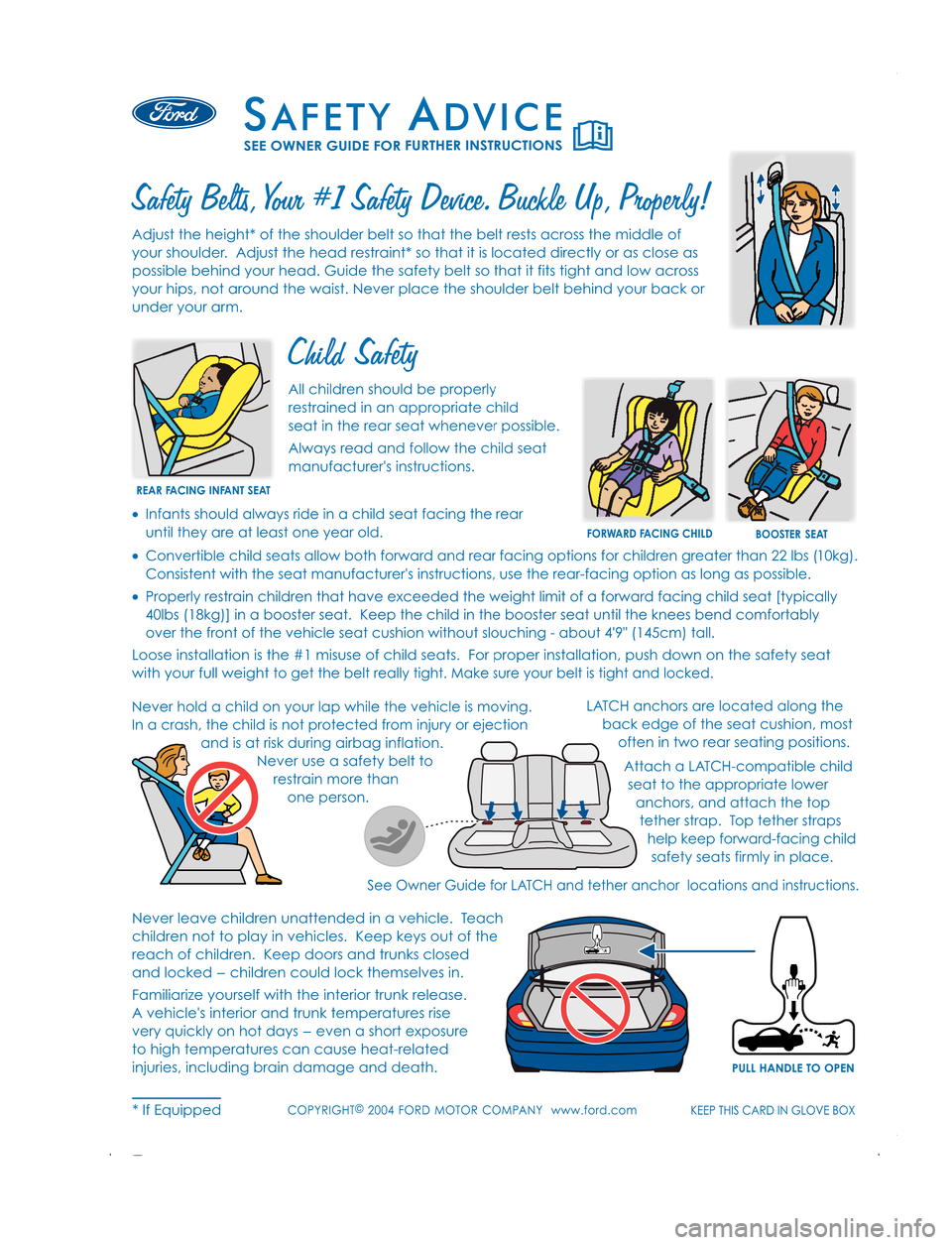 FORD SUPER DUTY 2007 1.G Safety Advice Card 