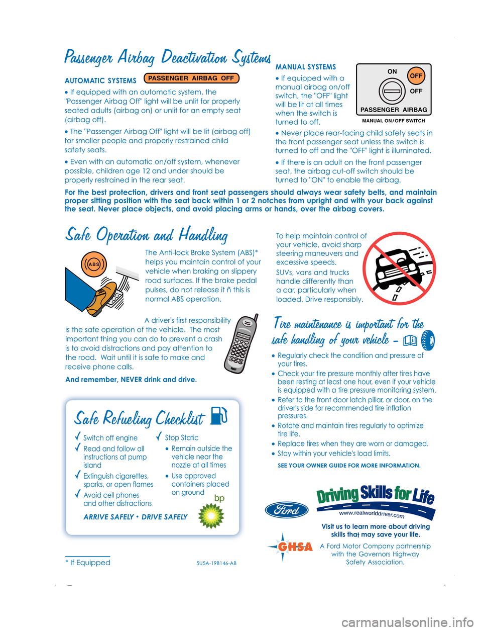 FORD SUPER DUTY 2007 1.G Safety Advice Card FORD SUPER DUTY 2007 1.G Safety Advice Card