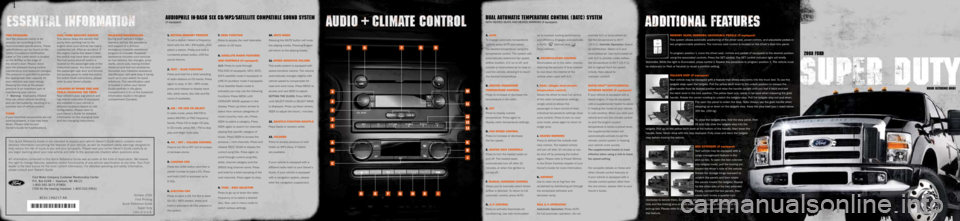 FORD SUPER DUTY 2008 2.G Quick Reference Guide 