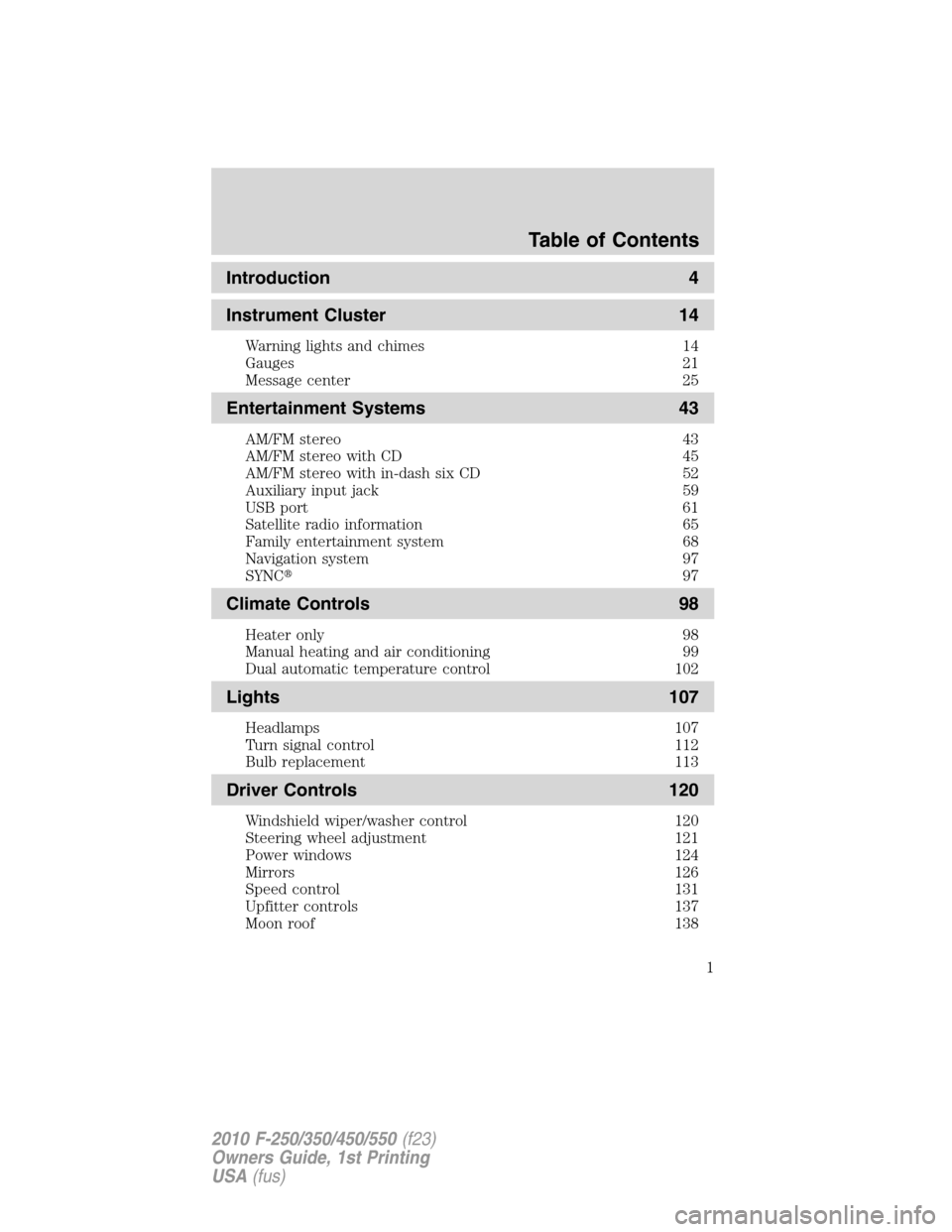 FORD SUPER DUTY 2010 2.G Owners Manual 