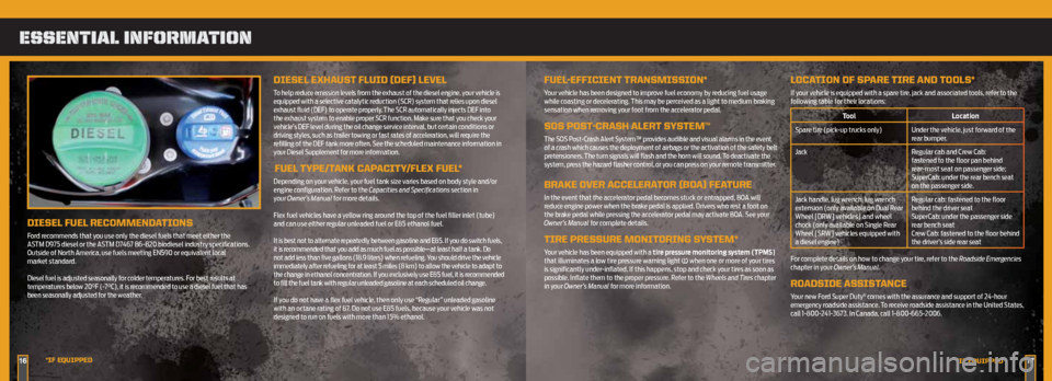 FORD SUPER DUTY 2013 3.G Quick Reference Guide DieSeL FueL ReCOMMenDA tiOnS
Ford	recommends	that	you	use	only	the	diesel	fuels	that	meet	either	the		
ASTM	D975	diesel	or	the	ASTM	D7467	B6-B20	biodiesel	industry	specifications. 	
Outside	of	North	A