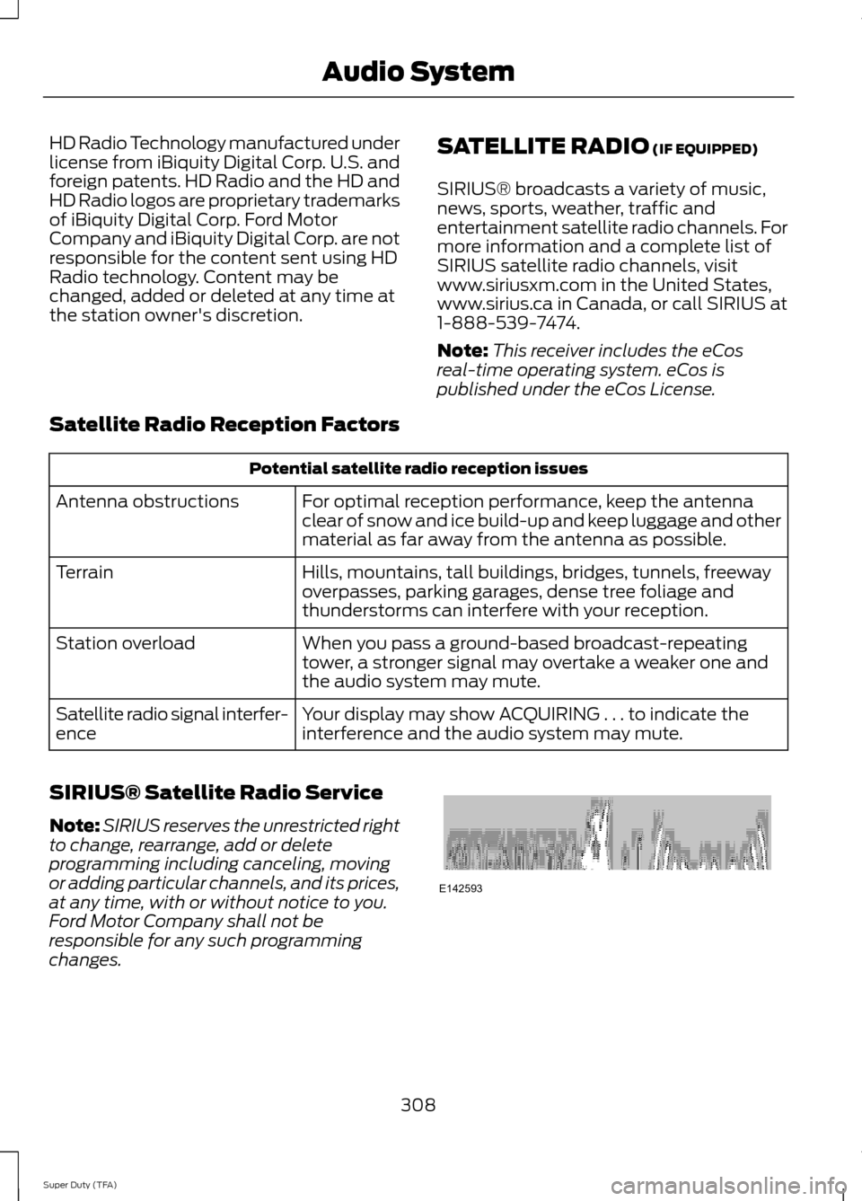 FORD SUPER DUTY 2014 3.G Owners Manual HD Radio Technology manufactured under
license from iBiquity Digital Corp. U.S. and
foreign patents. HD Radio and the HD and
HD Radio logos are proprietary trademarks
of iBiquity Digital Corp. Ford Mo