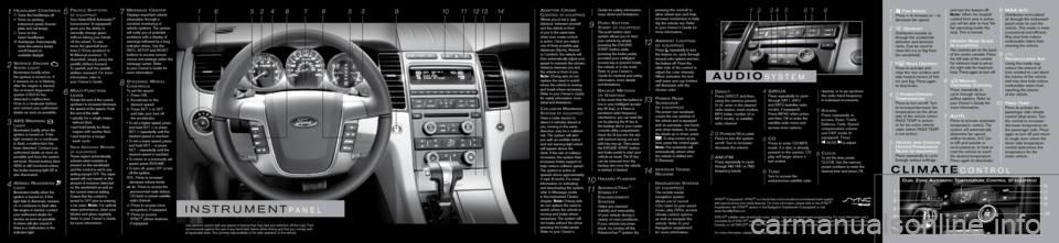 FORD TAURUS 2011 6.G Quick Reference Guide 