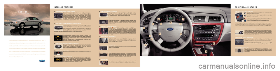 FORD TAURUS 2004 4.G Quick Reference Guide 