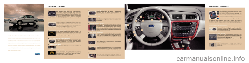 FORD TAURUS 2004 4.G Quick Reference Guide FORD TAURUS 2004 4.G Quick Reference Guide