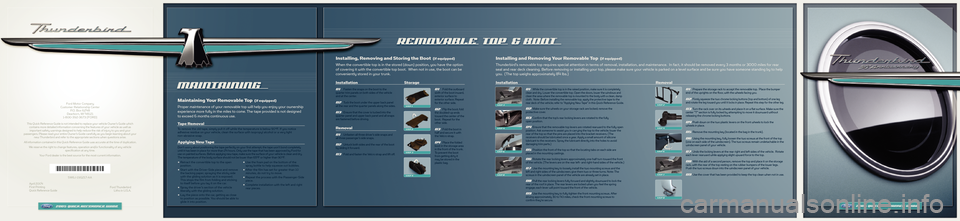FORD THUNDERBIRD 2005 11.G Quick Reference Guide 