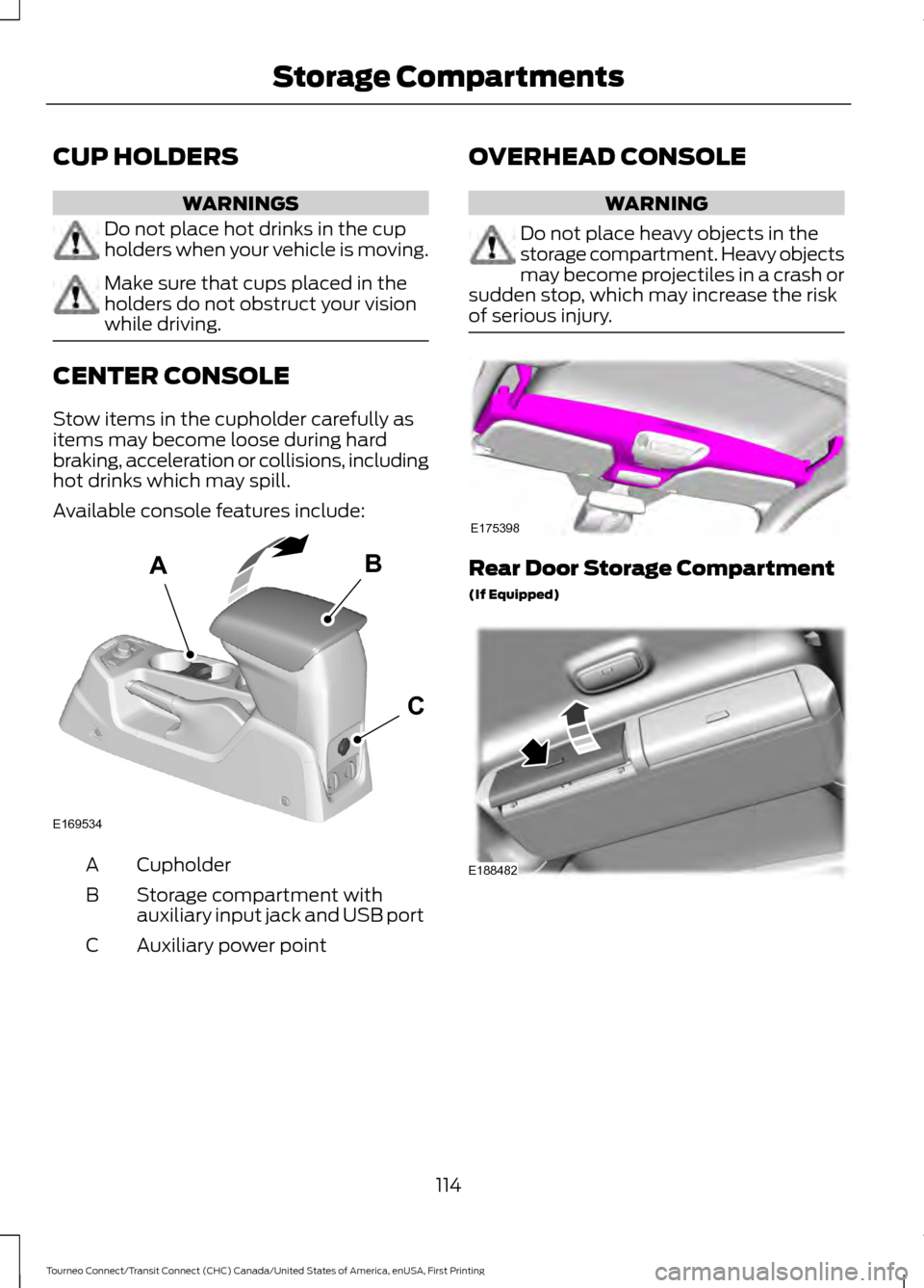 FORD TRANSIT CONNECT 2016 2.G Owners Manual, Page 117