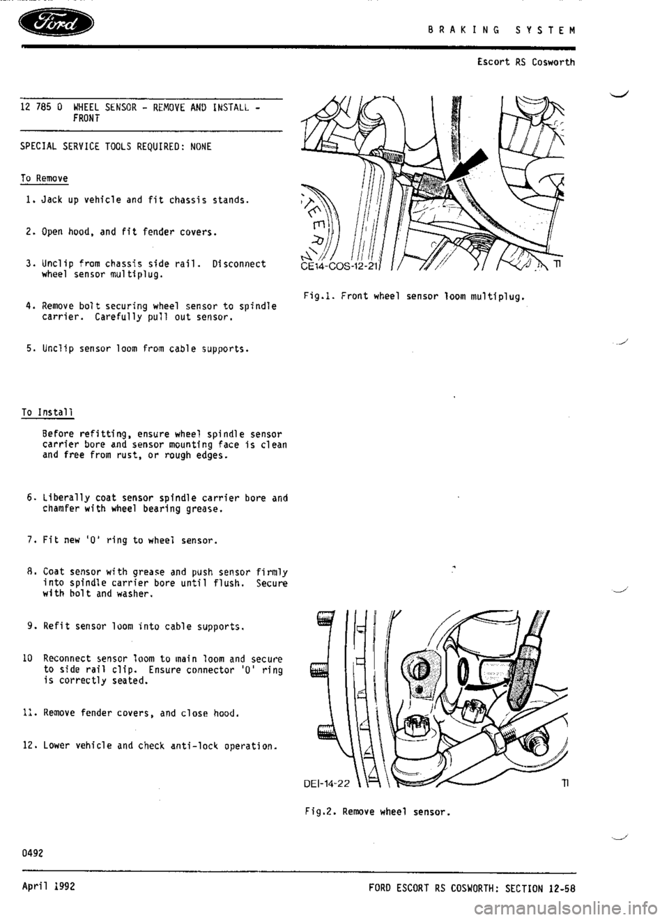 FORD SIERRA RS COSWORTH 1986 1.G Workshop Manual FORD SIERRA RS COSWORTH 1986 1.G Workshop Manual