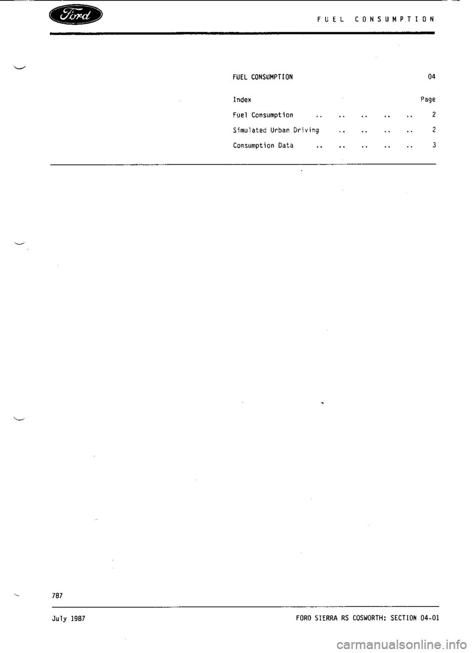 FORD SIERRA RS COSWORTH 1990 1.G User Guide 