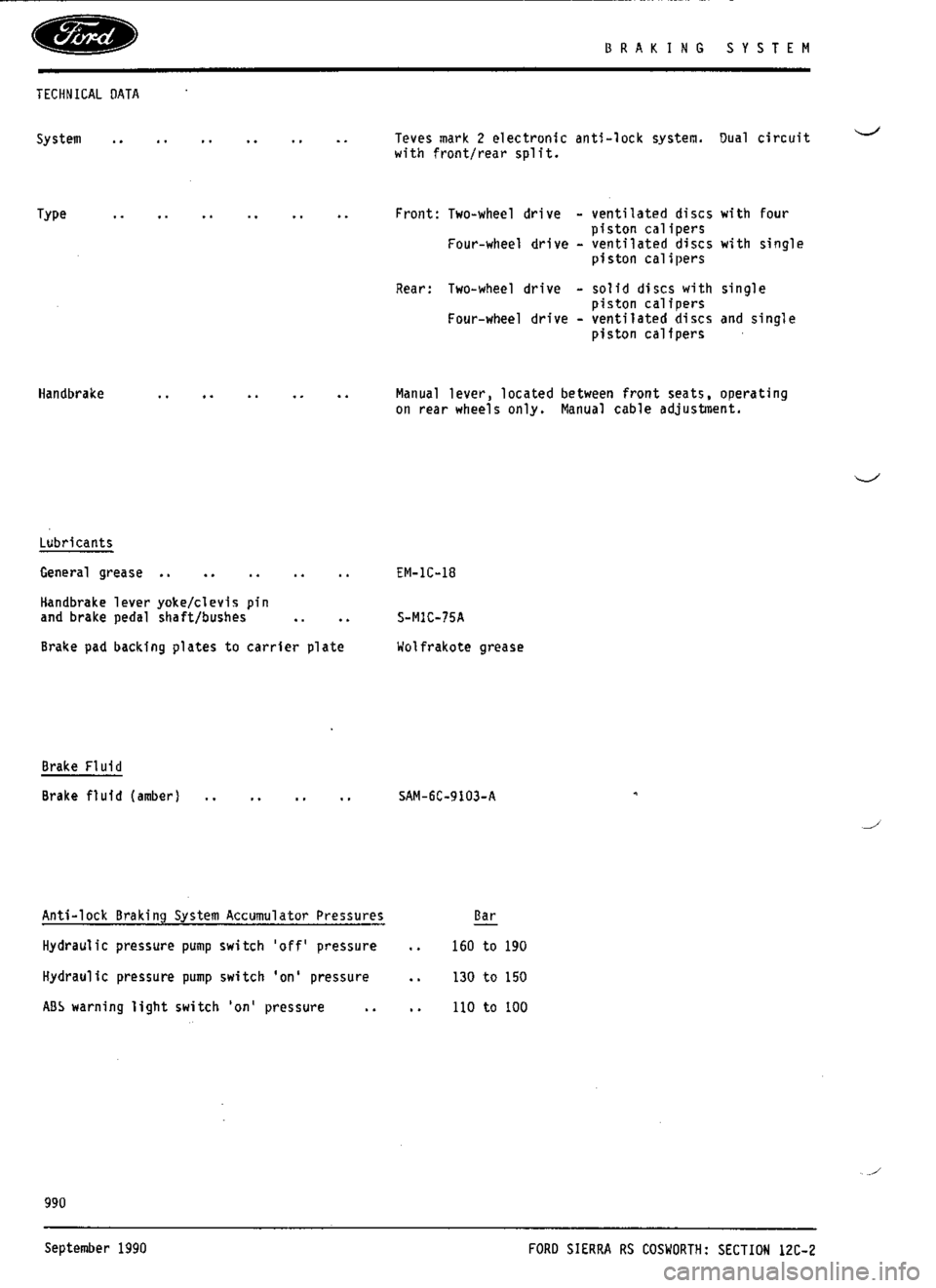 FORD SIERRA RS COSWORTH 1986 1.G Workshop Manual FORD SIERRA RS COSWORTH 1986 1.G Workshop Manual
