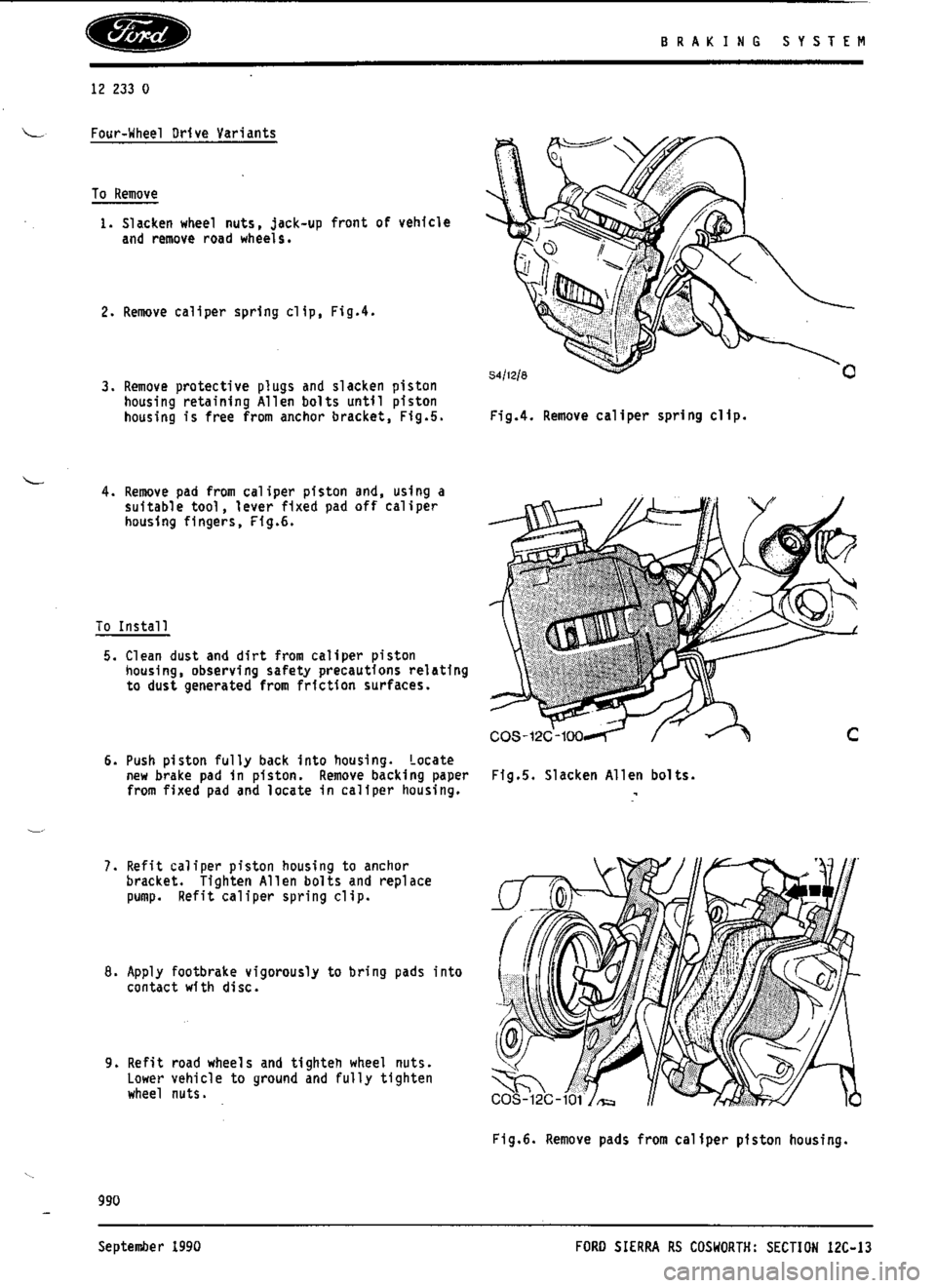 FORD SIERRA RS COSWORTH 1986 1.G Workshop Manual FORD SIERRA RS COSWORTH 1986 1.G Workshop Manual