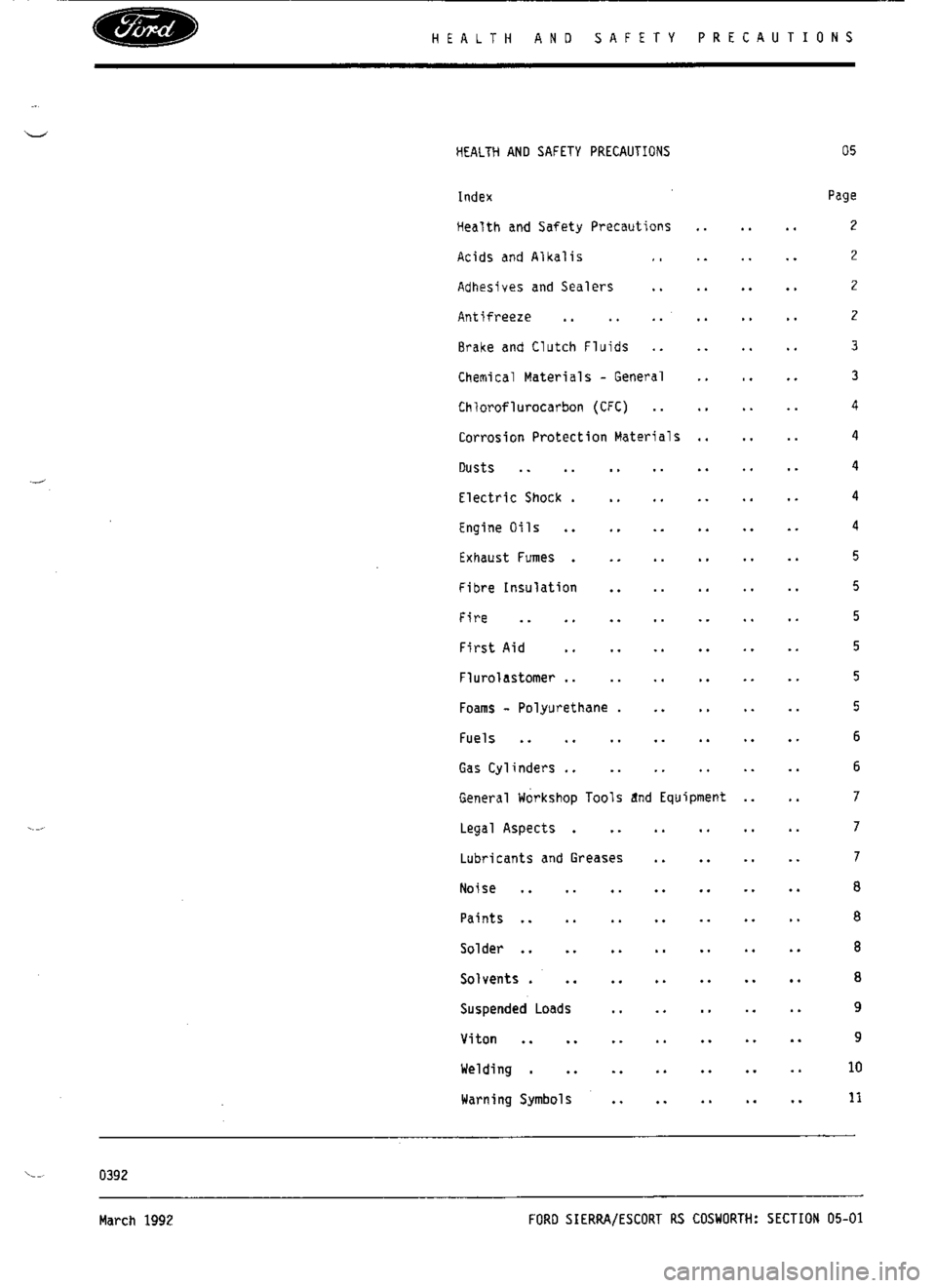 FORD SIERRA RS COSWORTH 1991 1.G User Guide 