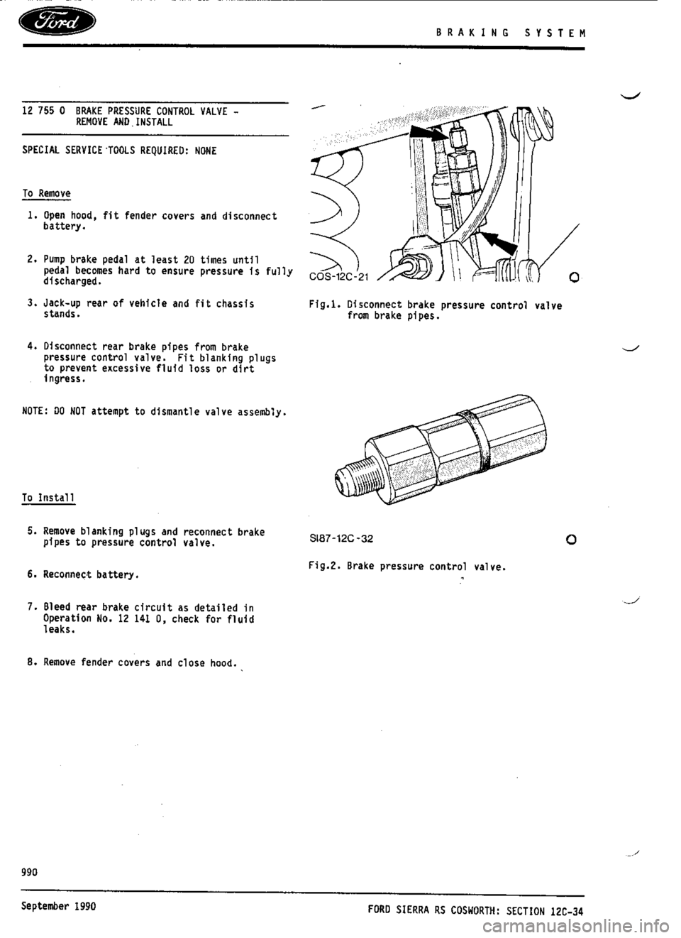 FORD SIERRA RS COSWORTH 1986 1.G Workshop Manual FORD SIERRA RS COSWORTH 1986 1.G Workshop Manual