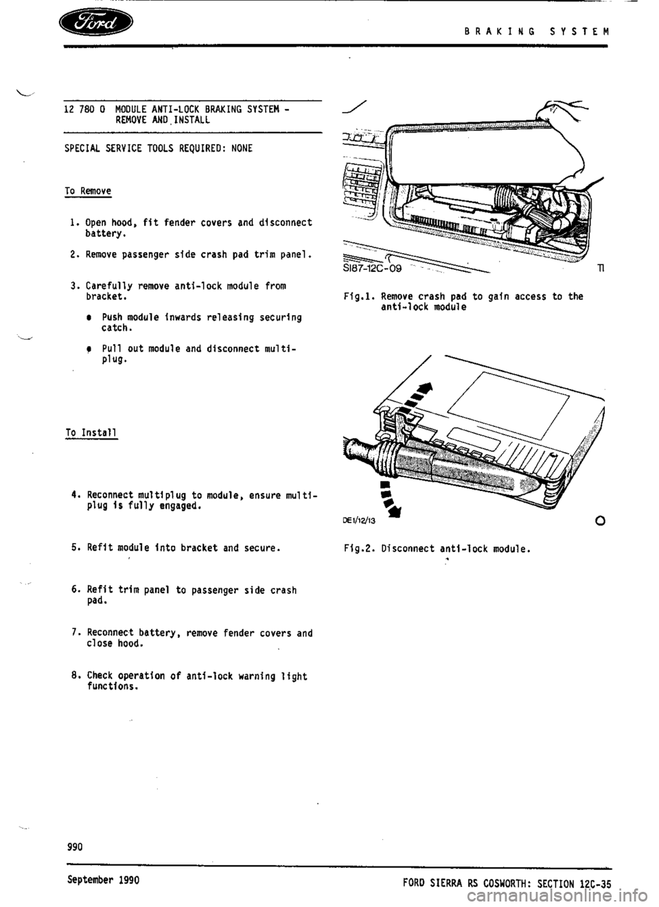 FORD SIERRA RS COSWORTH 1986 1.G Workshop Manual FORD SIERRA RS COSWORTH 1986 1.G Workshop Manual