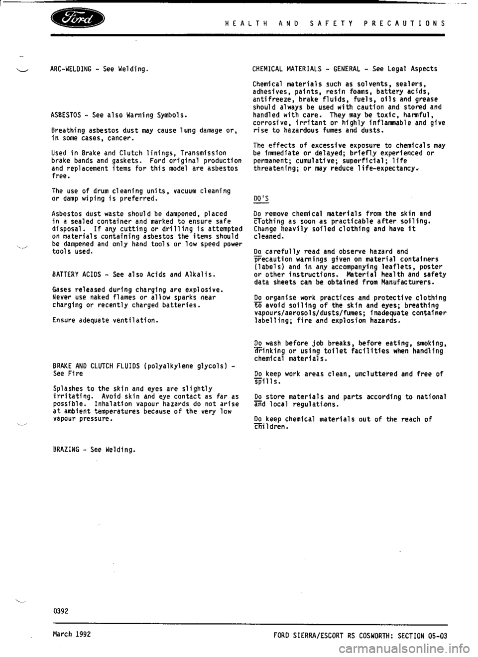 FORD SIERRA RS COSWORTH 1989 1.G User Guide 