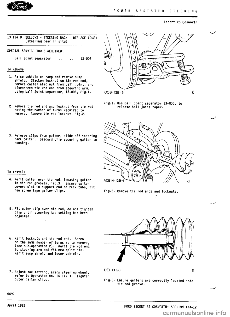 FORD SIERRA RS COSWORTH 1986 1.G Workshop Manual FORD SIERRA RS COSWORTH 1986 1.G Workshop Manual