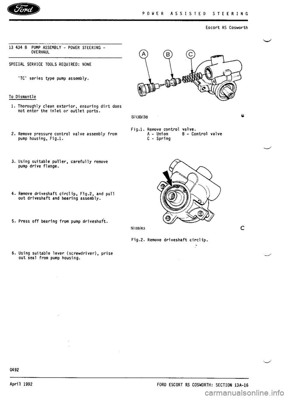 FORD SIERRA RS COSWORTH 1986 1.G Workshop Manual FORD SIERRA RS COSWORTH 1986 1.G Workshop Manual