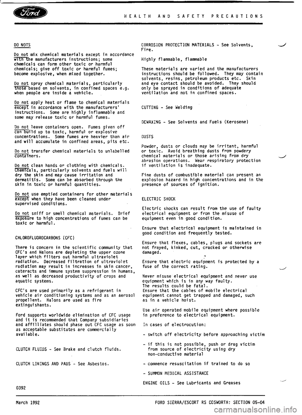 FORD SIERRA RS COSWORTH 1989 1.G User Guide 