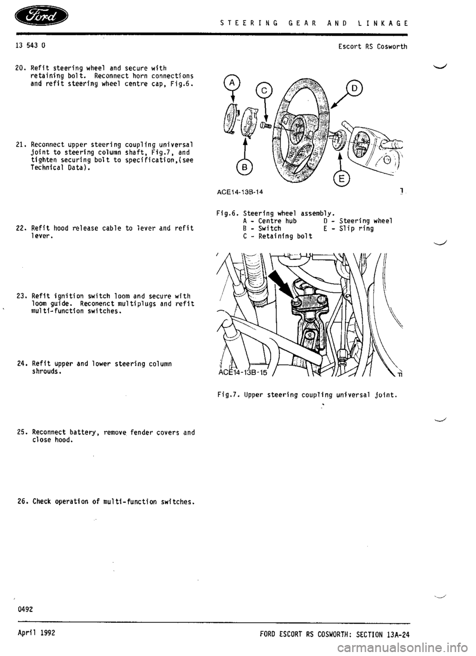 FORD SIERRA RS COSWORTH 1986 1.G Workshop Manual FORD SIERRA RS COSWORTH 1986 1.G Workshop Manual