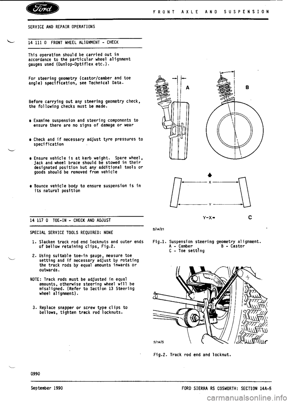 FORD SIERRA RS COSWORTH 1986 1.G Workshop Manual FORD SIERRA RS COSWORTH 1986 1.G Workshop Manual
