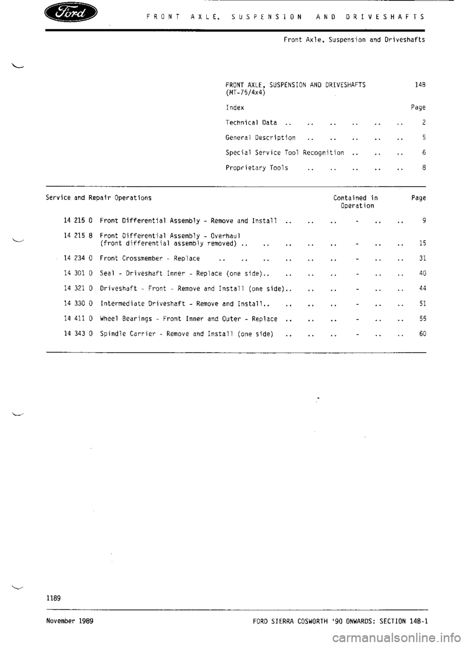 Ford Sierra Rs Cosworth 1986 1 G Workshop Manual 993 Pages Page 230
