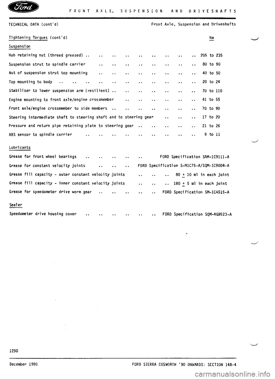 FORD SIERRA RS COSWORTH 1986 1.G Workshop Manual FORD SIERRA RS COSWORTH 1986 1.G Workshop Manual