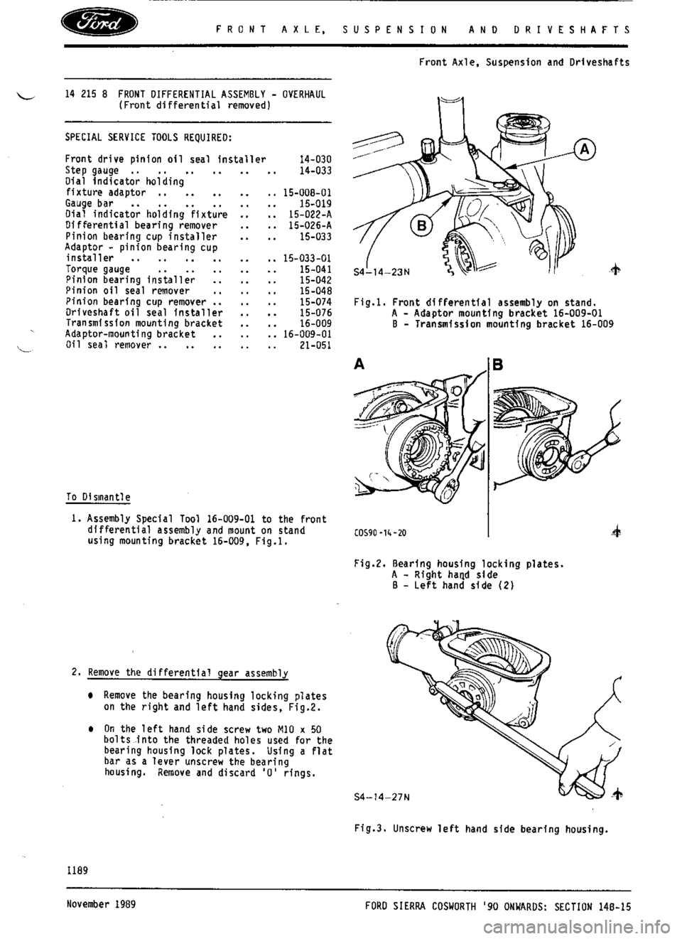 FORD SIERRA RS COSWORTH 1986 1.G Workshop Manual FORD SIERRA RS COSWORTH 1986 1.G Workshop Manual