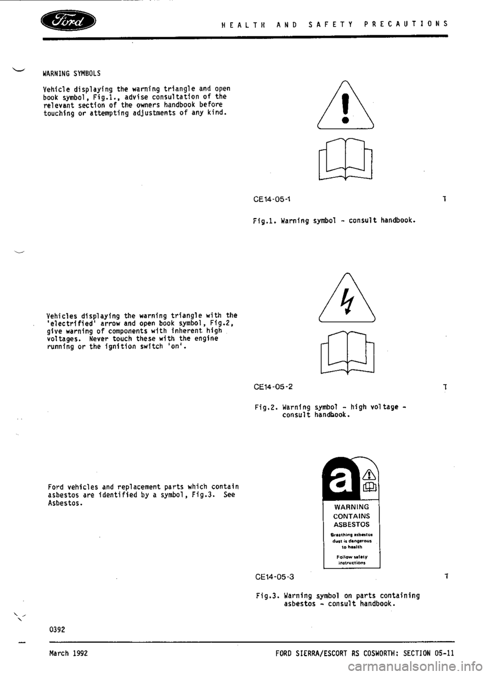 FORD ESCORT RS COSWORTH 1996 1.G Owners Manual 